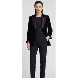 ISAIA Peter Elliot Black Velvet Tuxedo Blazer Jacket Women Size S/M Italy 18x28"
